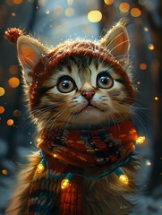 Super cute and lovely Christmas kitten
