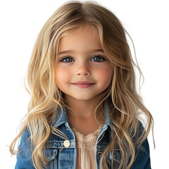 portrait of a little girl isolated on transparent background