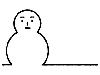 雪だるま　シンプルな手描き線画イラスト