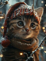 Super cute and lovely Christmas kitten