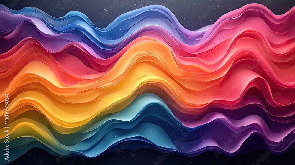 Aufkleber a background with a pattern of wavy rainbow lines