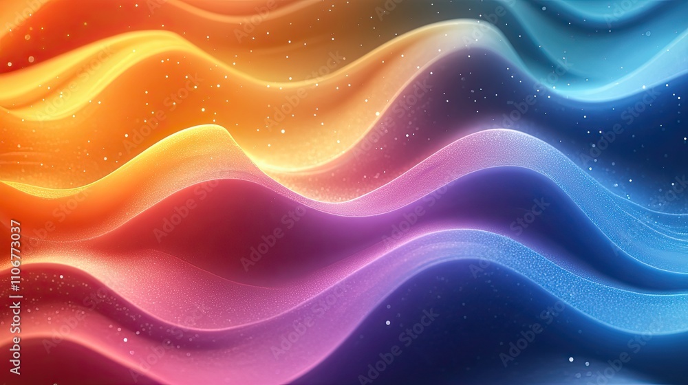 Poster a background with a pattern of wavy rainbow lines