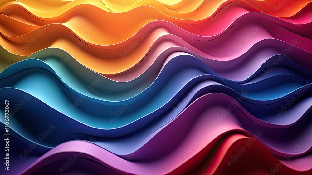 Poster a background with a pattern of wavy rainbow lines