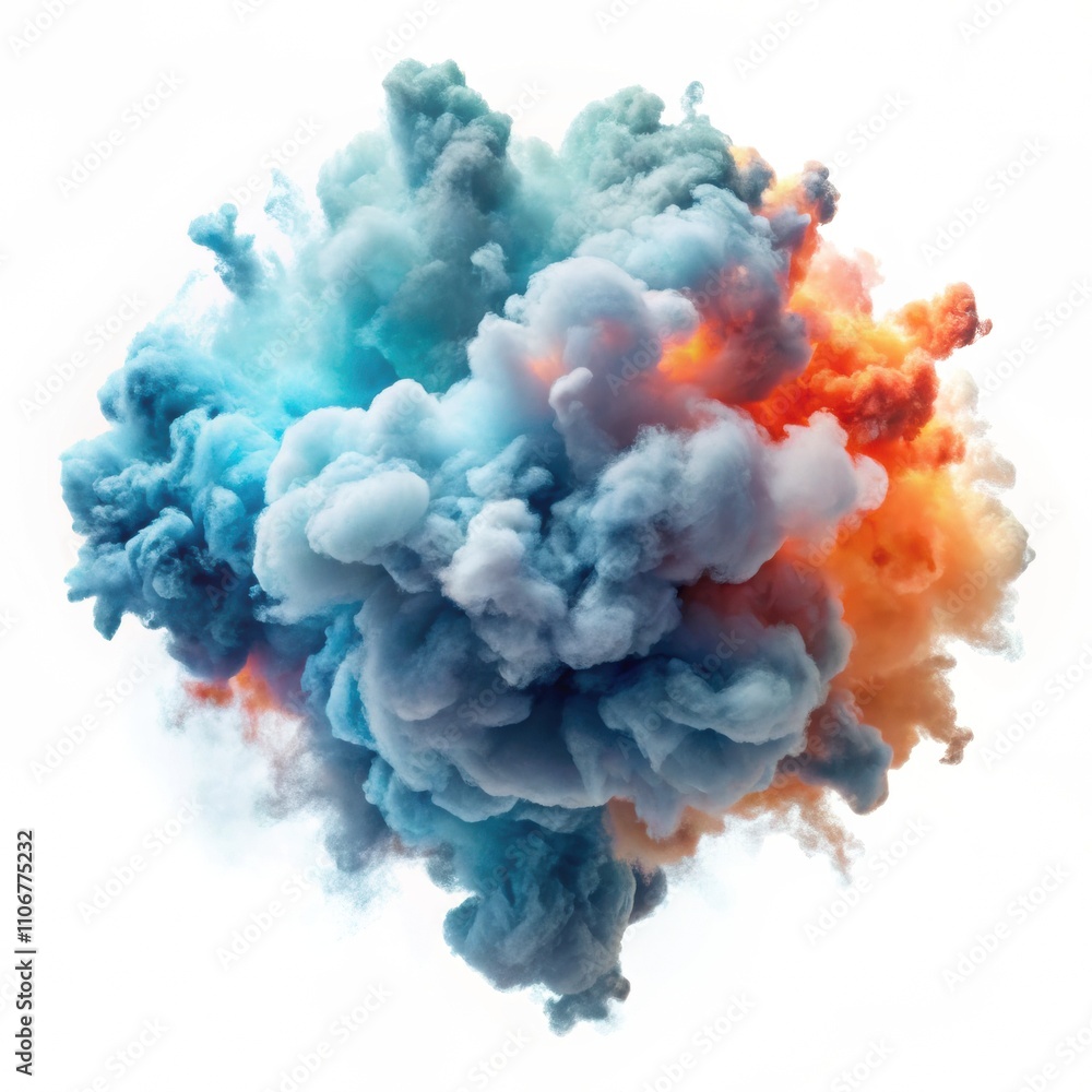 Poster dynamic ink cloud explosion abstract art digital creation white background aesthetic viewpoint creat