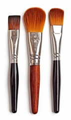 Artist's Paintbrushes: A trio of professional-grade paintbrushes, showcasing a flat, angled, and round brush head, perfect for various painting techniques.  
