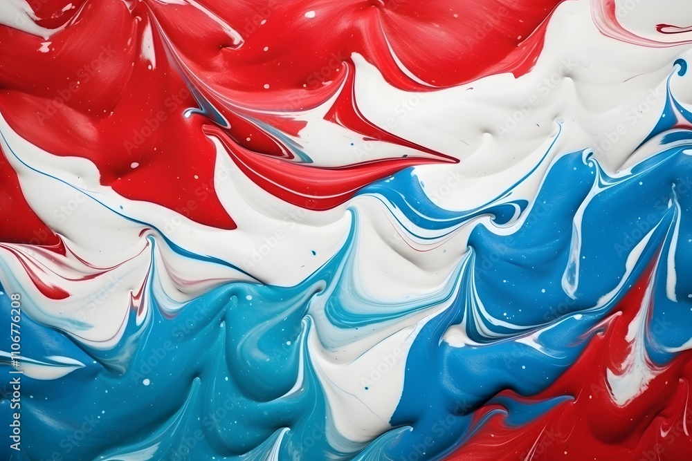 Aufkleber abstract swirling patterns in red, white, and blue paint create a dynamic visual effect.