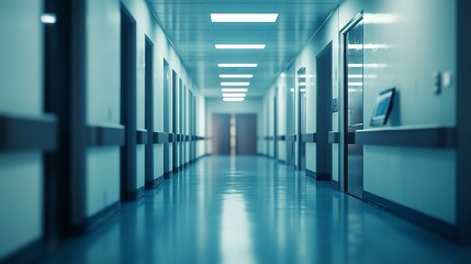 Fototapeta premium Blurred interior of hospital - abstract medical background.