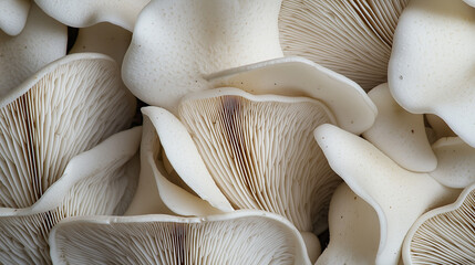 Organic White Oyster Mushrooms in Detail