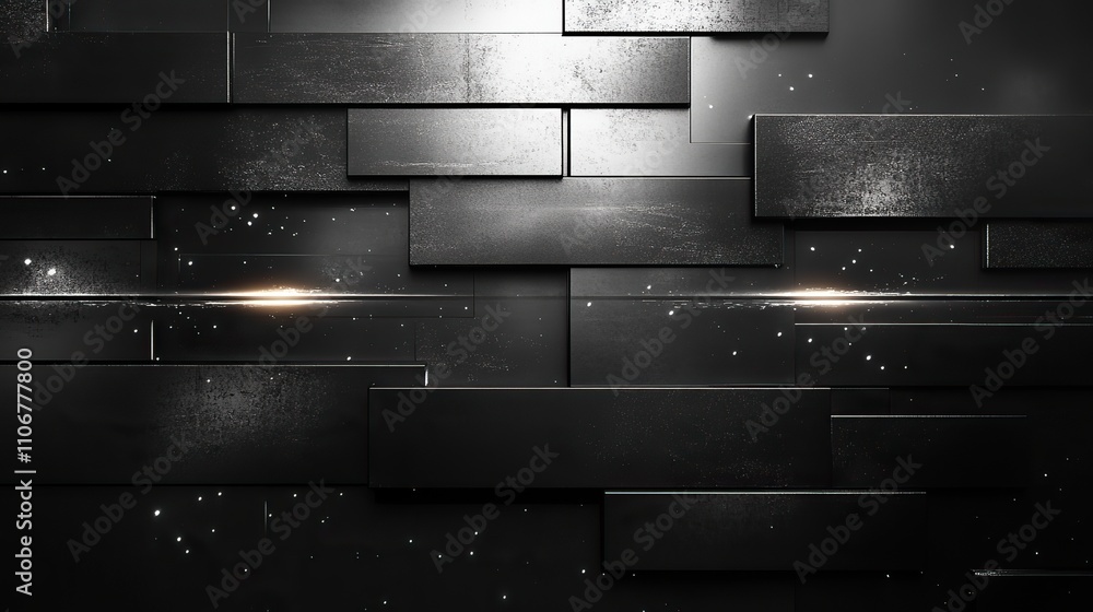 Poster a black background displays diagonal lines with a light effect