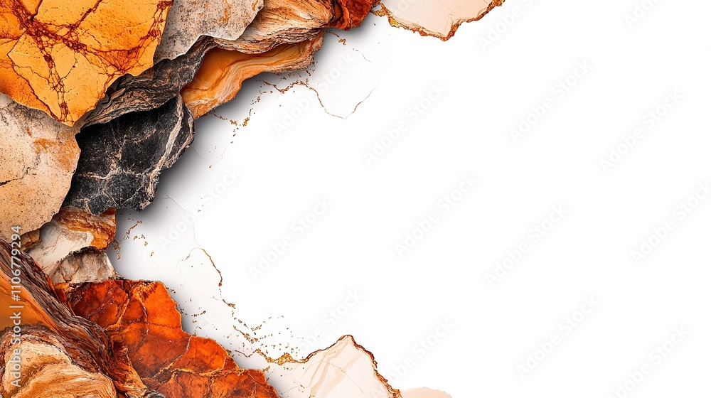 Poster abstract design featuring textured rocks with a white background for creative use.