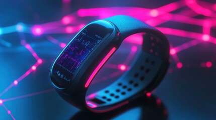 Smart Fitness Tracker on Futuristic Background