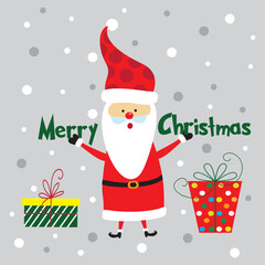 cute santa for christmas card, gift bag or box design