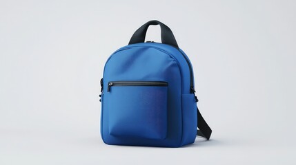 A stylish blue backpack with a front pocket, ideal for daily use and travel.