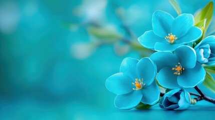 Fototapeta premium Vibrant Teal Flowers Spring Bloom Nature Background Floral Wallpaper