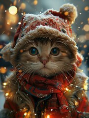 Super cute and lovely Christmas kitten