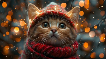 Super cute and lovely Christmas kitten