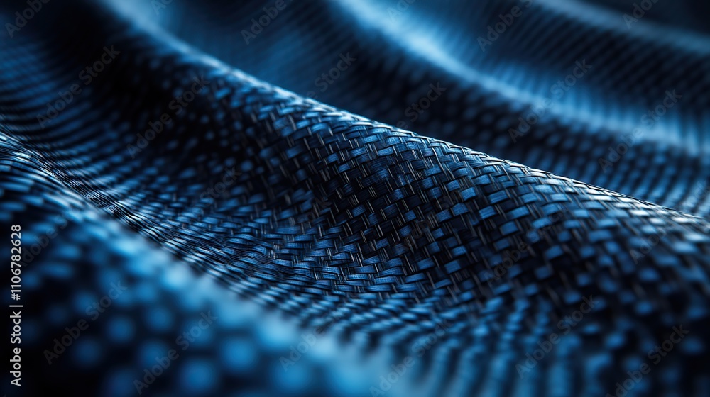 Poster a blue carbon fiber background texture with a distinct carbon pattern is shown in a close-up view, h