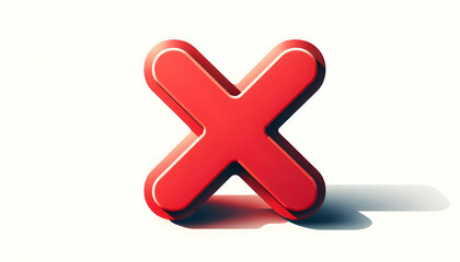 Obraz premium Icon A minimalistic red cancel cross icon with a shadow, isolated on a white background, representing clo4