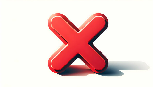  Icon A minimalistic red cancel cross icon with a shadow, isolated on a white background, representing clo4