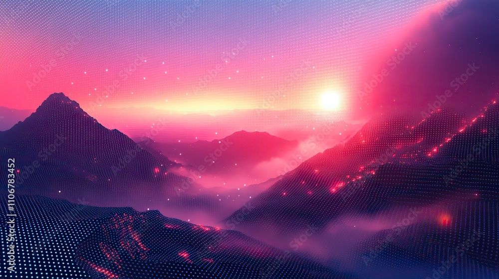 Aufkleber a blue pixel background with a gradient and white space at the top provides a retro and digital aest