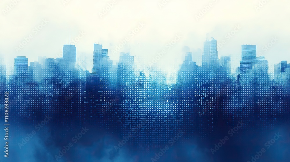 Poster a blue pixel background with a gradient and white space at the top provides a retro and digital aest