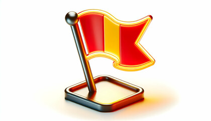  Icon A 3D icon of a flag raised to the top, symbolizing the completion of a goal, glowing in bright red a4