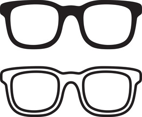 Vector illustration of hipster nerd-style black glasses silhouette