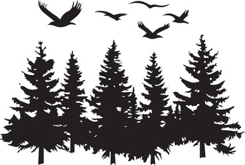 Beautiful vector tree silhouette on white background