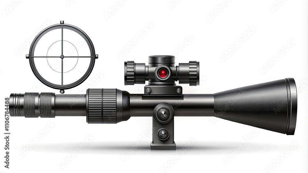 Poster sniper scope vector illustration on white background - optical sight target icon with copy space for