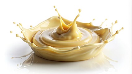 Splashing Mayonnaise Drop Isolated on White Background - High Resolution Food and Cosmetic Design Elements, Creative Liquid Texture for Culinary and Beauty Applications
