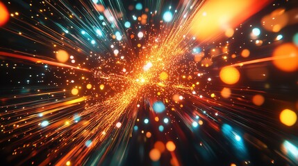 Fototapeta premium Wallpaper Abstract red landscape forming from particles background