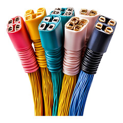 Obraz premium Copper Core Cable Bundle isolated on transparent background.