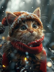 Super cute and lovely Christmas kitten