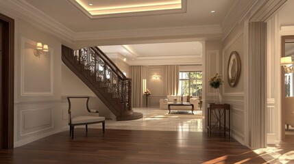 Obraz premium Bright Open Plan Interior with Hardwood Floors