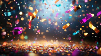 Happy New Year 2025 animated confetti and sparkling lights falling against a dark background for a festive effect