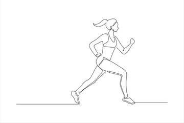 Continuous line drawing of a woman jogging. (2)