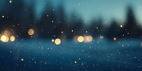 Obraz premium Christmas Garland Bokeh Lights with Snow - Holiday Illumination and Decoration