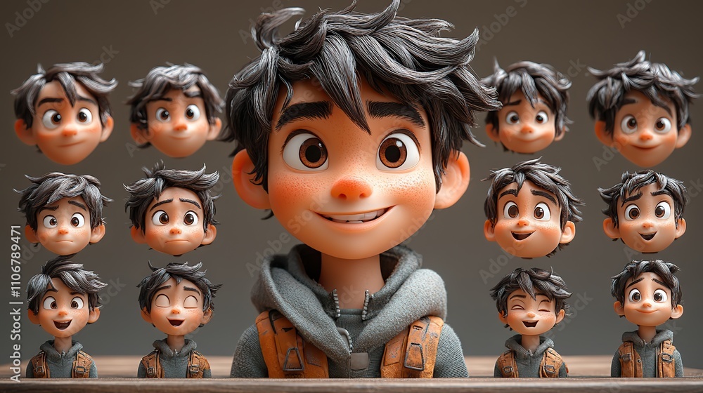 Poster a character kit offers a range of facial expressions and accessories for customization
