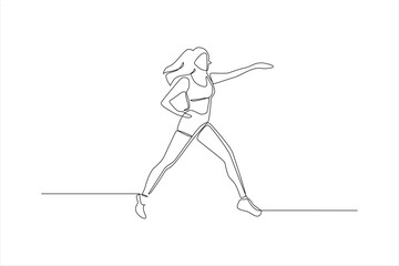 Single line drawing of a woman exercising.