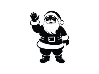 Standing Santa Silhouettes Waving Hello