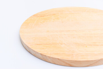 brown wooden sphere cuttingboard isolated on white background