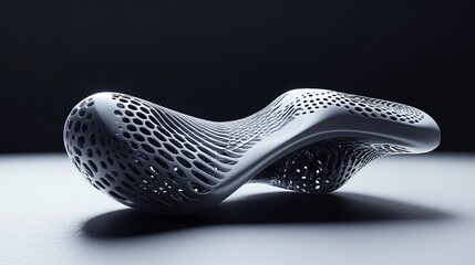 Abstract metallic sculpture with smooth curves.