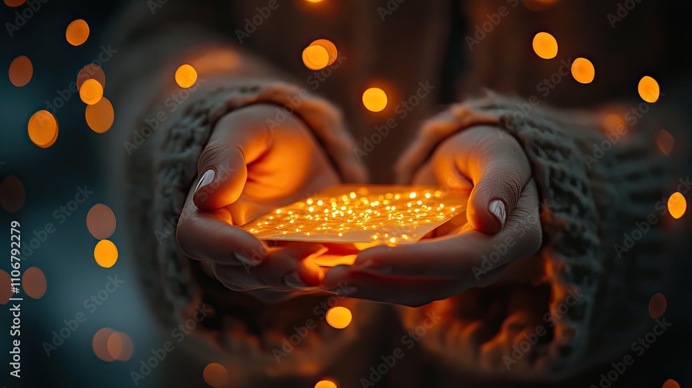 Aufkleber a close-up of a hand holding a business card with a bokeh background, representing professionalism a