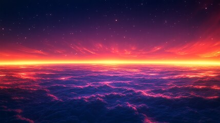 Obraz premium Cityscape at Night with a Vibrant, Starry Sky