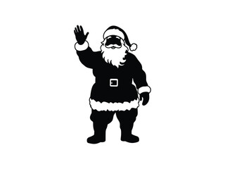 Standing Santa Silhouettes Waving Hello