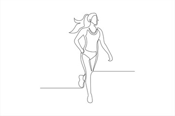 Single-line drawing of a woman runner.