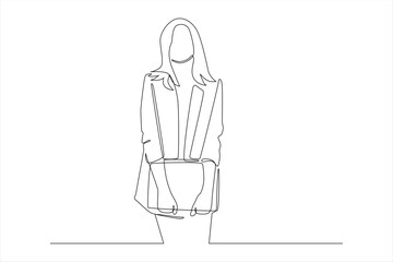 Single-line drawing of woman in jacket.