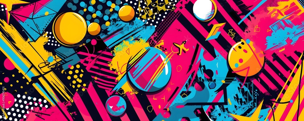 Poster abstract colorful geometric design with bold shapes and lines
