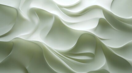 Obraz premium Abstract waves in soft green tones with layered texture.
