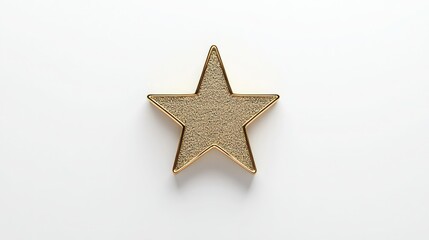 Golden Five Pointed Star for Ratings and Designs - Isolated Symbol on White Background